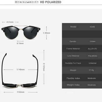Pánske Polarizované slnečné Okuliare Módne Retro Vintage Značky Dizajnér Slnečné okuliare pre Dámske Povlak Objektív Dvojitý Most Okuliare