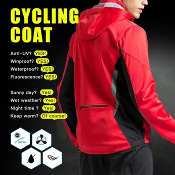 Queshark Mužov Odnímateľnou Kapucňou Fleece Multi-Funkčné Vetru Teplá Bunda Na Zimu, Jar Cyklistické MTB Bike Vonkajšie