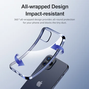 ROCK Pokovovanie puzdro pre iPhone 12 Pro Max 12 Mini Kryt Mäkké TPU Ultra Tenké Crystal Drop Odolnosť Gumy Zadné puzdro pre iPhone 12
