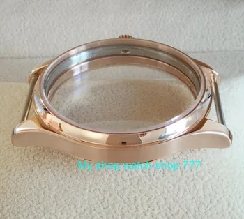 Sapphire crystal PARNIS 44 mm 316L Nerezovej ocele hodinky elektrolyticky pokrývajú 18K rose gold fit ETA 6497/6498 pohyb 011A