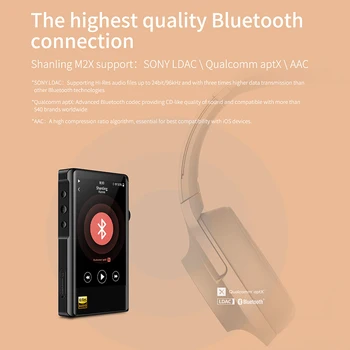 SHANLING M2X AK4490 USB DAC Bluetooth Prenosný Hudobný Prehrávač MP3 PCM32/384 DSD256 Airplay, WIFI, Dotykový Displej Slúchadlový Zosilňovač
