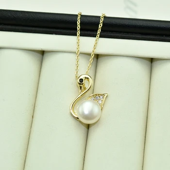 SHDIYAYUN Pearl Šperky Swan Zlatý Náhrdelník 925 Sterling Silver Šperky Prírodné Perly Krásne CZ Prívesky, Doplnky, Veľkoobchod