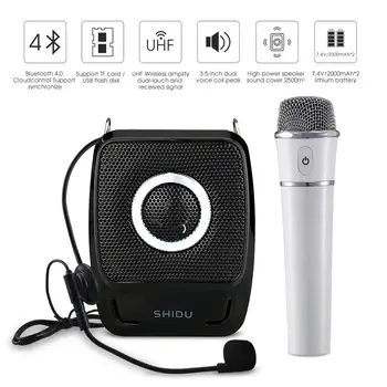 SHIDU 25W Hlas Zosilňovač Prenosný Mini Audio Nepremokavé Bluetooth Reproduktor S Ručnými Bezdrôtový Mikrofón Pre Učiteľov S92