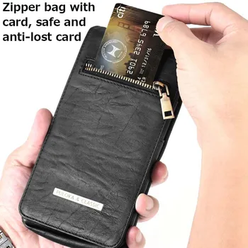 Spona Telefón Prípade Univerzálny Mobilný Telefón Závesu Pás Pack Luxusné Kožené Poťahy Na Zips Peňaženky Príslušenstvo Taška