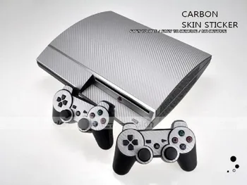 Strieborná karbónová Vinyl Pokožky Nálepky Chránič pre Sony PS3 Pôvodné tuku pre PlayStation 3 kože Nálepky