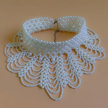 Svadobné Bolero Luxus, vysoká krku Perly lištovanie biely Náhrdelník pre Svadobných doplnkov pre Večerné party kleider hochzeit