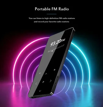 T06 Bluetooth Lossless MP3, MP4 Prehrávač, HiFi Prenosné Walkman sa Dotknite Tlačidla s FM Rádio, Záznamník MP4 Prehrávač Hudby HIFI Prehrávač