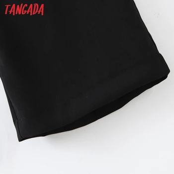 Tangada módne ženy čierny dlhý oblek nohavice nohavice vrecká na zips office lady nohavice pantalon DZ02