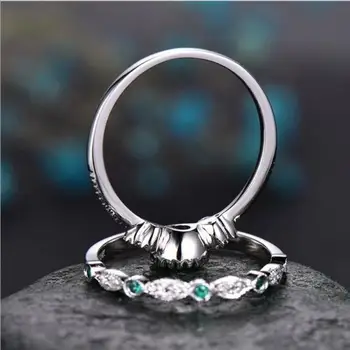 Trendy Lady Green Crystal Prstene Pre Ženy Príslušenstvo Top Kvalita Striebornej Krúžok Pre Dievčatá Šperky Kúzlo Milenca Valentína Darček