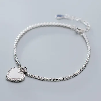 Trustdavis Reálne 925 Sterling Silver Sladké Módne Romantická Láska Srdce Reťazca Náramok Pre Ženy, Svadobné Jemné S925 Šperky DA1759