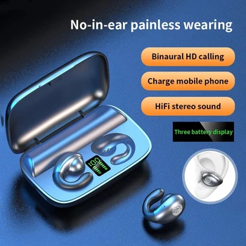 TWS Kosti Bezdrôtové Bluetooth Slúchadlá Slúchadlá Vedenie Hifi Stereo Nosenie Mäkké Slúchadlá 2200mAh Power Bank Športové Slúchadlá S19