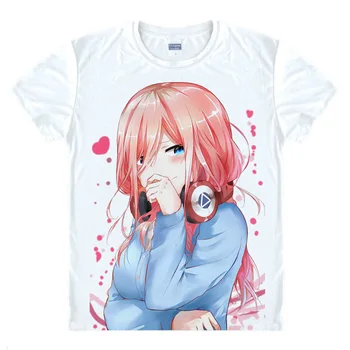 Typický Quintuplets Vytlačené T-shirt Anime Cosplay Nakano Ichika Nino Miku Yotsuba Itsuki Tshirts Letné Topy Tees