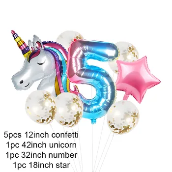 Unicorn Tému 1. Strana 2. a 3. Narodeniny Dekorácie baby girl jednorožec balóny pre Svadobné Baby Sprcha Narodeninovej Party Dodávky