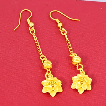 VAMOOSY Vintage 24K Gold Color Bar Dlhé reťaze Strapec Drop Náušnice pre Ženy šťastie Listy kórejský Earing svadobné Šperky