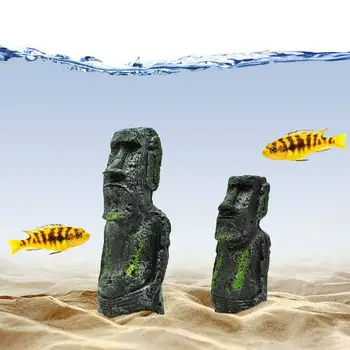 Veľkonočné Strany Ploche Akvarijné Ryby Nádrž DecorationEaster Veľkonočný Ostrov Moai Monolit Socha Ornament Živice Charactor Dekorácie