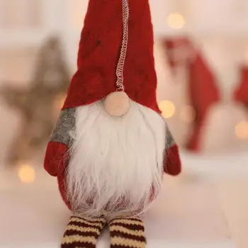 Vianočné Gnome Santa švédsky Škandinávskych Tomte Nisse s Dlhými Nohami Domov Stôl Dekorácie Plyšové Bábika Darček k Narodeninám (Červená)