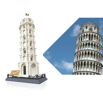 WANGE 1392pcs svetovo Preslávené Architektúry Šikmá Veža Pisa v Taliansku Stavebné Bloky pre Deti Klasické DIY Vzdelávania Detí, Hračky