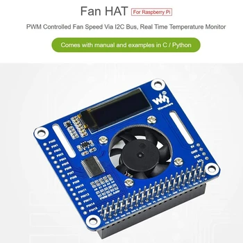 Waveshare Kontrolované PWM Fan HAT pre Raspberry Pi s I2C Zbernice PCA9685 Ovládač Teploty Monitor