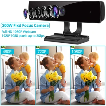 Webkamera HD Streaming Kamera 1080P Počítač PC, Notebook, Auto Focus Video Hovor Mikrofón Webová Kamera Hrať Web Cam pre Hry Práca
