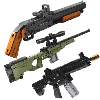 XINGBAO Vysokej Simulácia Hračka Zbraň Série M1887 AWM Sniper Puška HK416D Samopal Stavebné Bloky Vzdelávacie Tehly Chlapcov, Hračky