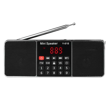 Y-618 Mini Fm Rádio, Digitálne Prenosné Dual 3W Stereo Reproduktorov Mp3, o Hráča, Vysokou Vernosťou Zvuku, Kvalita W/ 2 Palcový Displej S