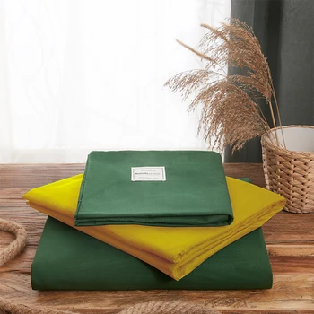 Zelená a Žltá Posteľ Nastaviť jednolôžko List Sady Farbou Perinu obliečka na Vankúš Queen Size Posteľou Sady Pre King Bed
