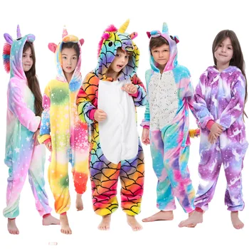Zimné Chlapci Steh Pajama enfant Deti Cosplay Sleepwear Oneise Deti, Dievčatá Jednorožec Panda Kigurumi Pijamas oblečenie 3-12 Rokov