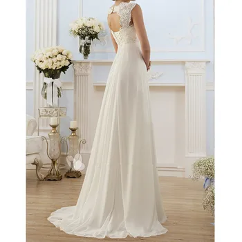 Čisté Biele Svadobné Šaty Elegantné Čipky Plus Veľkosť Šaty Backless Maxi Svadobné Šaty Sexy Vestido de novia YSM-5183
