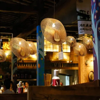 Čínska Klasická Bambusu Lampa Prívesok Svetlo Osvetlenie Modernej Reštaurácii Hotela Ratan Prívesok Svetlá pre Obývacej Izbe Visí Lampa