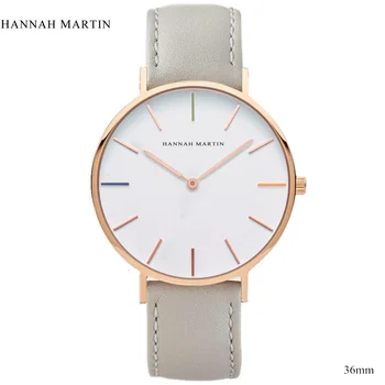 Ženy hodinky HANNAH MARTIN Klasická Relogio Feminino 2019 Biele Ženy Dámy Módne Značky Bežné Quartz Kože, Nylon Hodinky