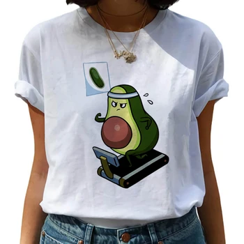 Ženy Ullzang Cartoon Funny T-shirts 90. rokov Roztomilý Grafické Tričko Harajuku kórejský Štýl Top Tees Ženské Nové Avokádo Kawaii Tričká