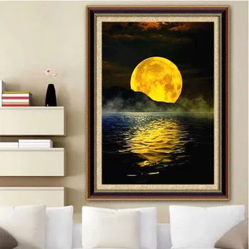 Žltý mesiac na more, pohovky, spálne, dekorácie, maliarstvo, pozadia na stenu maliarske plátno